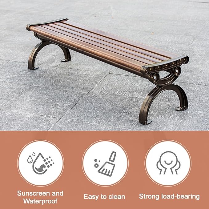 Outdoor Bench Metal, All Weather Resistant Backless Patio Garden Bench for Porch, Garden, Lawn, Balcony(180cm/71in)