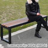 Garden Bench 2 Seater, Backless Outdoor Bench, Metal Wooden Benches, Patio Furniture Seating for Front Porch, Park, Lawn - Photo 5