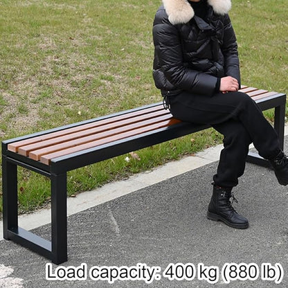 Garden Bench 2 Seater,Backless Outdoor Bench,Metal Wooden Benches,Patio Furniture Seating for Front Porch,Park,Lawn,Backyard,Balcony(39.3 Inch)