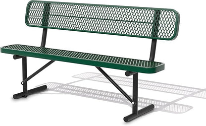 72" Metal Park Benches for Outside - Green Outdoor Benches Heavy Duty Garden Weatherproof Bench with Backrest, Buddy Bench for Schools,Commercial Benches for Shopping Mall, Store, Yard, Patio