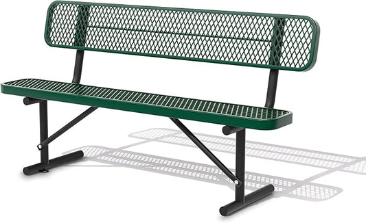 72" Metal Park Benches for Outside - Green Outdoor Benches Heavy Duty Garden Weatherproof Bench with Backrest, Buddy Bench for Schools,Commercial Benches for Shopping Mall, Store, Yard, Patio