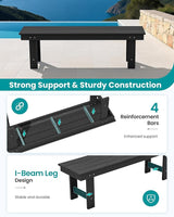 SERWALL 2-Person Outdoor Bench Backless, HDPE Outdoor Benches Weatherproof, 700 Lbs Weight Capacity - Photo 5