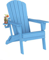 Plawdlik Folding Adirondack Chair Set of 2 with Cup Holder, Heavy All-Weather, Wooden Textured, HDPE Outdoor Chairs - Photo 9