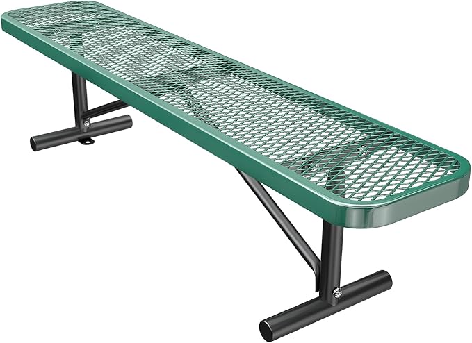8FT/96INCH Heavy Duty Metal Garden Park Bench for Outside, Weatherproof Commercial Industrial Outdoor Garden Benches, Expanded Metal Mesh Bench for Shopping Malls, Lawn, Deck, Patio, Porch, Green