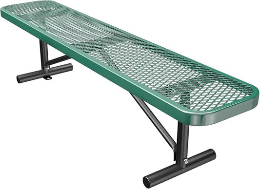 8FT/96INCH Heavy Duty Metal Garden Park Bench for Outside, Weatherproof Commercial Industrial Outdoor Garden Benches, Expanded Metal Mesh Bench for Shopping Malls, Lawn, Deck, Patio, Porch, Green