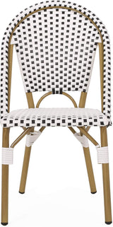 Christopher Knight Home Philomena Outdoor French Bistro Chair (Set of 4), Black + White + Bamboo Print Finish - Photo 9