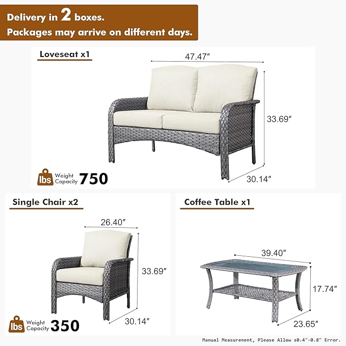 HOOOWOOO Patio Furniture Set, 4 Pieces Outdoor Conversation Set - Photo 6