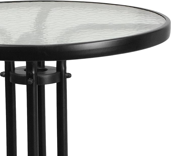 Flash Furniture Bellamy 23.75" Round Indoor/Outdoor Tempered Glass Metal Frame Side Table - Photo 6