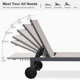 PURPLE LEAF Patio Chaise Lounge Set for 4 Outdoor Pool Lounge Chairs with Adjustable Backrest and Side Tables Aluminum - Photo 7
