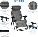 Giantex 3 PCS Zero Gravity Chair Patio Chaise Lounge Chairs Outdoor Yard Pool Recliner Folding Lounge Table Chair Set - Photo 2