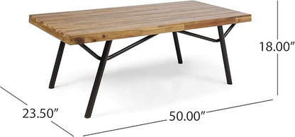 Christopher Knight Home Baish Outdoor Acacia Wood Coffee Table, Teak Finish