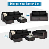 Tangkula 2 Seat Outdoor Wicker Loveseat Sofa Set, Modular PE Rattan 2 Pieces Outdoor Wicker Corner Sofa - Photo 8