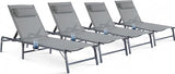 Foldable Outdoor Lounge Chairs Set of 4, No Assembly Chaise Lounge Outdoor with Cup Holder and 6 Adjustable Positions - Photo 1