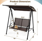 Tangkula 2 Person Porch Swing, Patio Swing with Adjustable Canopy, Comfortable Fabric Seat & Heavy-Duty Steel Frame - Photo 4