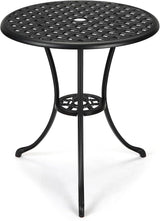 24" Patio Bistro Table Round Outdoor Coffee Table, Small Patio Table with 2" Umbrella Hole, Iron Frame for Porch - Photo 1