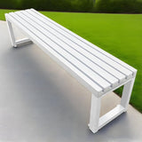Garden Bench for Outdoor, Metal Patio Seat Backless Park Bench 2-Person Slatted Seat Weatherproof Chair for Porch - Photo 1