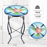 VCUTEKA Patio Side Table Outdoor Accent Table Bistro Coffee Table Plant End Table Small Porch Table Indoor Round Glass - Photo 3
