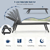 Tangkula 3 Piece Patio Chaise Lounge Set, Aluminum Patio Recliner with Coffee Table, 6-Level Backrest Adjustment - Photo 5