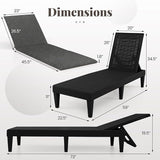 HAPPYGRILL Outdoor Chaise Lounge Chair Rattan Recliner Lounger with Removable Cushion & 3-Level Adjustable Backrest - Photo 3