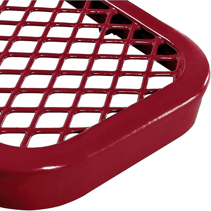 Global Industrial 8'L Heavy Duty Expanded Metal Mesh Flat Bench with Steel Frame, Portable Outdoor Bench, 1000 lbs Capacity, Red, 96" L x 14-1/2"W x 18" H