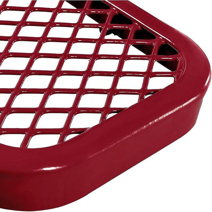 Global Industrial 8'L Heavy Duty Expanded Metal Mesh Flat Bench with Steel Frame, Portable Outdoor Bench, 1000 lbs Capacity, Red, 96" L x 14-1/2"W x 18" H