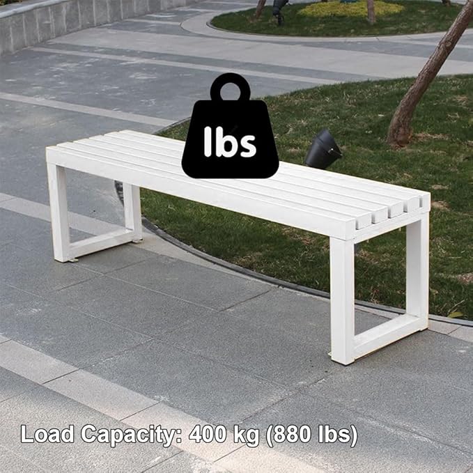 Outdoor Garden Bench,3 Seater Metal Patio Benches,Park Seat for Lawn,Yard,Porch,Backless Furniture Seating,880lb Capacity,39.1/47.2/57/70.8 in(White,71 Inch)