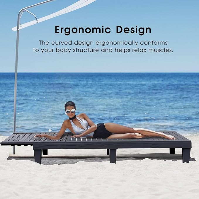 Outdoor Chaise Lounge Chair – 5-Position Adjustable Backrest, Waterproof Resin Wicker Sun Lounger for Pool, Patio - Photo 5