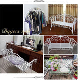 SYUFRE Outdoor Garden Bench Patio Furniture Chair Park Bench with Flower Pattern Backrest, Slatted Seat - Photo 3