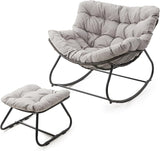 Wisteria Lane Patio Rocking Chair with Ottoman, Outdoor Indoor Rocking Egg Chair with Cushions - Photo 8