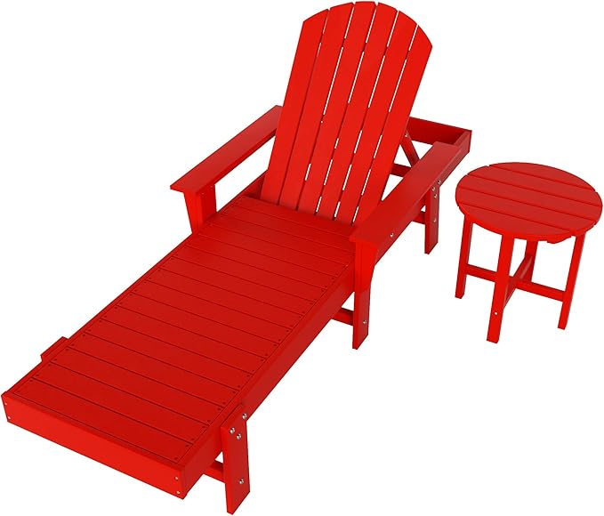 WestinTrends Dylan 2 Piece Adirondack Reclining Chaise Lounge with Arms Red