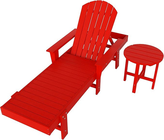 WestinTrends Dylan 2 Piece Adirondack Reclining Chaise Lounge with Arms Red