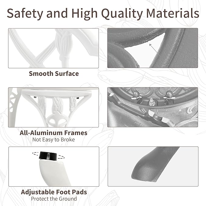 HOMEFUN Outdoor Bench, Patio Garden Benches Metal Loveseat Cast-Aluminum Outside Furniture for Park Lawn Front Porch White