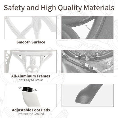 HOMEFUN Outdoor Bench, Patio Garden Benches Metal Loveseat Cast-Aluminum Outside Furniture for Park Lawn Front Porch White