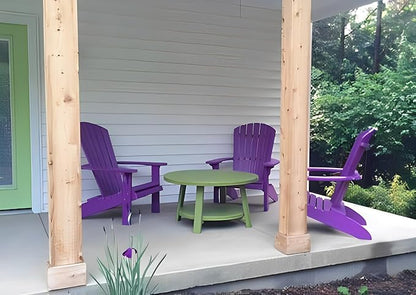 Leisure Lawns Poly Plastic Fanback Adirondack Chair, Outdoor Patio Chair - Amish Made in USA (Purple)