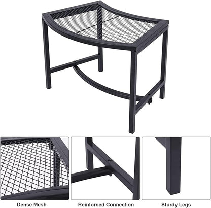 Metal Fire Pit Curved Bench, Backless Powder-Coated Mesh Outdoor Bench, Weatherproof Garden Chair Seating for Firepit Deck Patio Porch Yard, Black, Set of 4