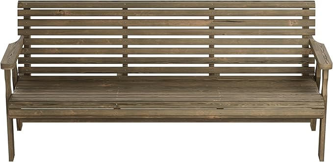 Amish Casual Heavy Duty 6 Foot Roll Back Outdoor Bench in Dark Walnut Stain - Amish Made in The USA from Treated Pine for Outdoor Durability, 700 Lb Weight Capacity