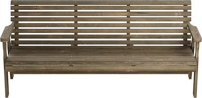 Amish Casual Heavy Duty 6 Foot Roll Back Outdoor Bench in Dark Walnut Stain - Amish Made in The USA from Treated Pine for Outdoor Durability, 700 Lb Weight Capacity
