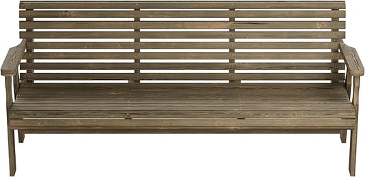 Amish Casual Heavy Duty 6 Foot Roll Back Outdoor Bench in Dark Walnut Stain - Amish Made in The USA from Treated Pine for Outdoor Durability, 700 Lb Weight Capacity