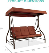 Best Choice Products 3-Seat Outdoor Large Converting Canopy Swing Glider, Patio Hammock Lounge Chair for Porch - Photo 6