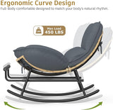 ZENPETIO Outdoor Rocking Chair - Oversized Metal Frame Papasan Rocking Chair with All Weather PE Wicker Rattan Rocker - Photo 3