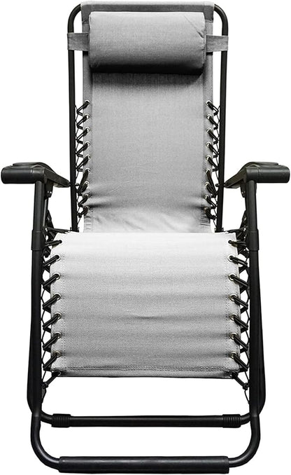 Caravan Sports Zero Gravity Outdoor Portable Folding Camping Lawn Deck Patio Pool Recliner Lounge Chair for Adults, Adjustable Headrest, Gray
