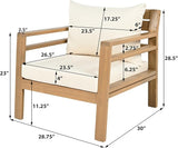 Christopher Knight Home Jamaia Outdoor Acacia Wood Club Chair Set of 2, Patio Armchair with Thick Beige Cushions - Photo 2