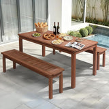 VINGLI Outdoor Wooden Bench, 45” 2-Person Backless Dining Bench - Photo 6