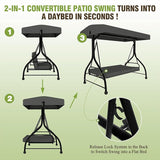 MUPATER 2-in-1 Patio Porch Swing Chair, 3-Seat Outdoor Canopy Swing Glider with Stand and Cushion for Outside, Backyard - Photo 8