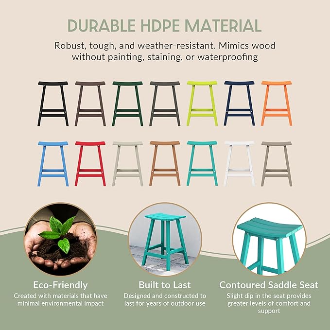 WestinTrends Malibu 2 Piece Set of 24 Height Outdoor/Patio Saddle bar stools, Turquoise