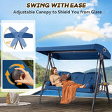 3 in 1 Outdoor Porch Swing with Adjustable Canopy, 3 Seat Outdoor Swing for Adults - Photo 3