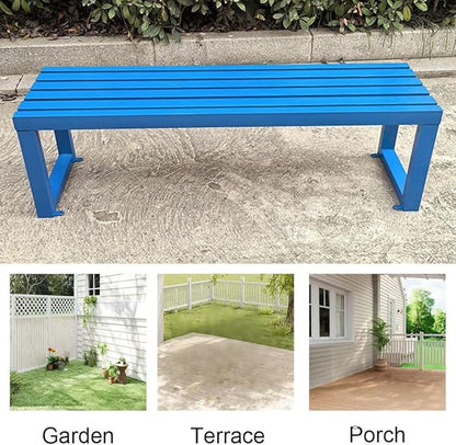 Outdoor Bench,3 Person Garden Bench,Backless Patio Benches,All-Weather Metal Furniture Seating,for Front Porch,Patio,Backyard,Lawn 39.1/47.2 in(Yellow,71 Inch)