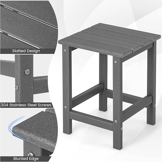 Tangkula Square Outdoor Side Table, Weather Resistant HDPE Adirondack Table - Photo 6