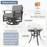 Kurapika 3 Pieces Patio Furniture Set, Outdoor Aluminum Rocking Chair - Photo 2