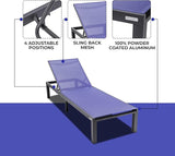 LeisureMod Marlin Aluminum Outdoor Chaise Lounge Chair - Mesh Sling Fabric Seat Black Aluminum Frame Beach - Photo 4